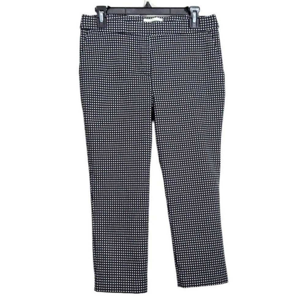 Jules Leopold Women Capri Pants L M Black White Pull On Geometric Print Pockets